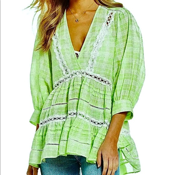 Free People Tops - NWT Free People Time Out Lace Trim Top